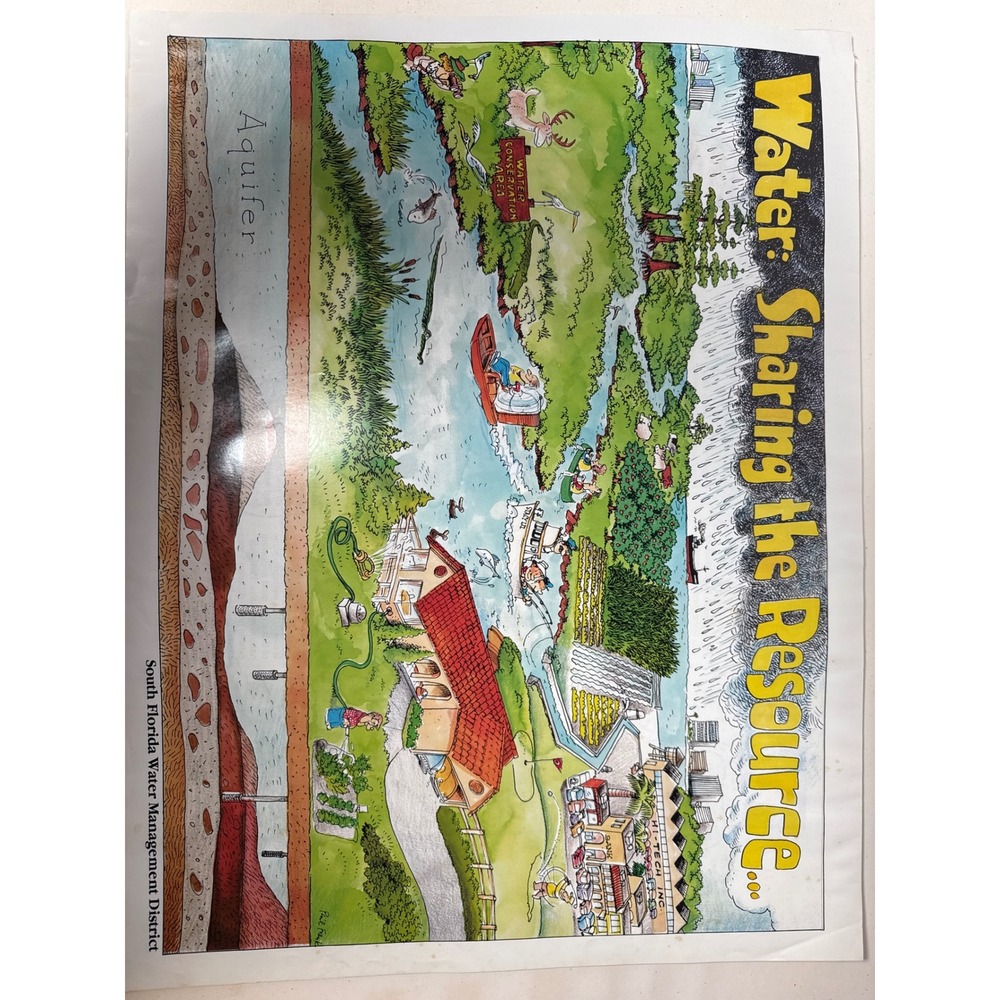 VINTAGE South Florida Water Management District Poster Unisex Large Multi GOOD